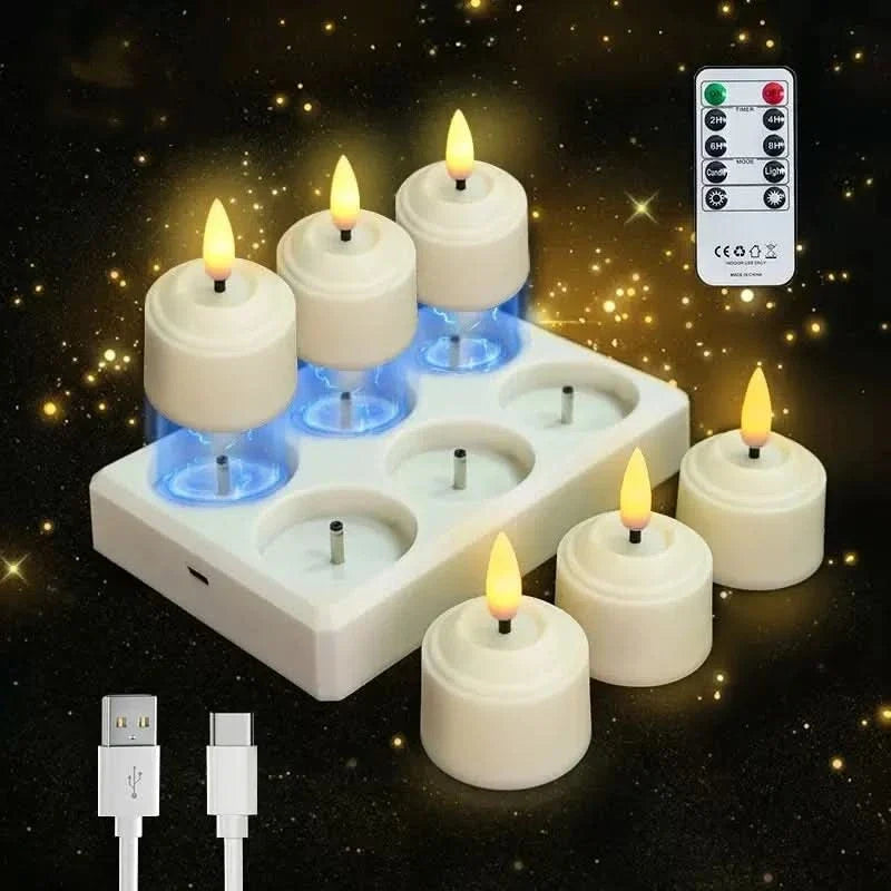 Tealight Candles Rechargeable LED With Remote & Timer