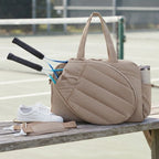 Tennis Bag Quilted Water-Repellent Padded Racket & Shoe Pocket