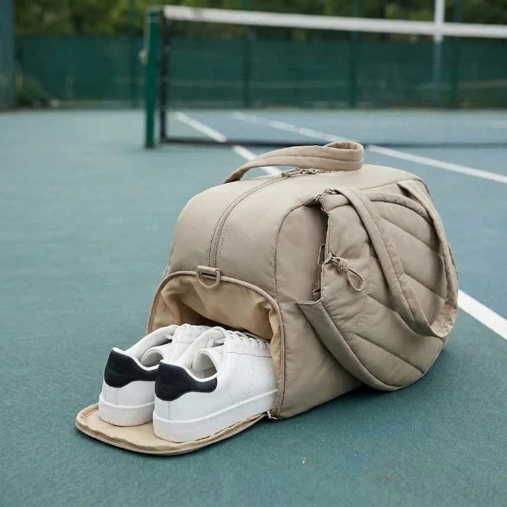 Tennis Bag Quilted Water-Repellent Padded Racket & Shoe Pocket