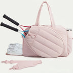 Tennis Bag Quilted Water-Repellent Padded Racket & Shoe Pocket