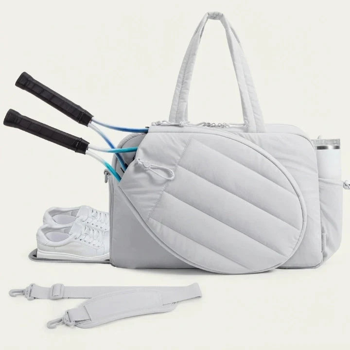 Tennis Bag Quilted Water-Repellent Padded Racket & Shoe Pocket