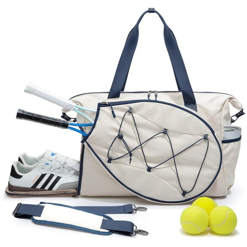 Tennis Gear Bag Weather-Resistant Spacious Compartment Detachable Shoulder Strap