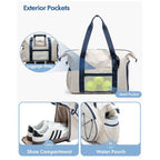 Tennis Gear Bag Weather-Resistant Spacious Compartment Detachable Shoulder Strap
