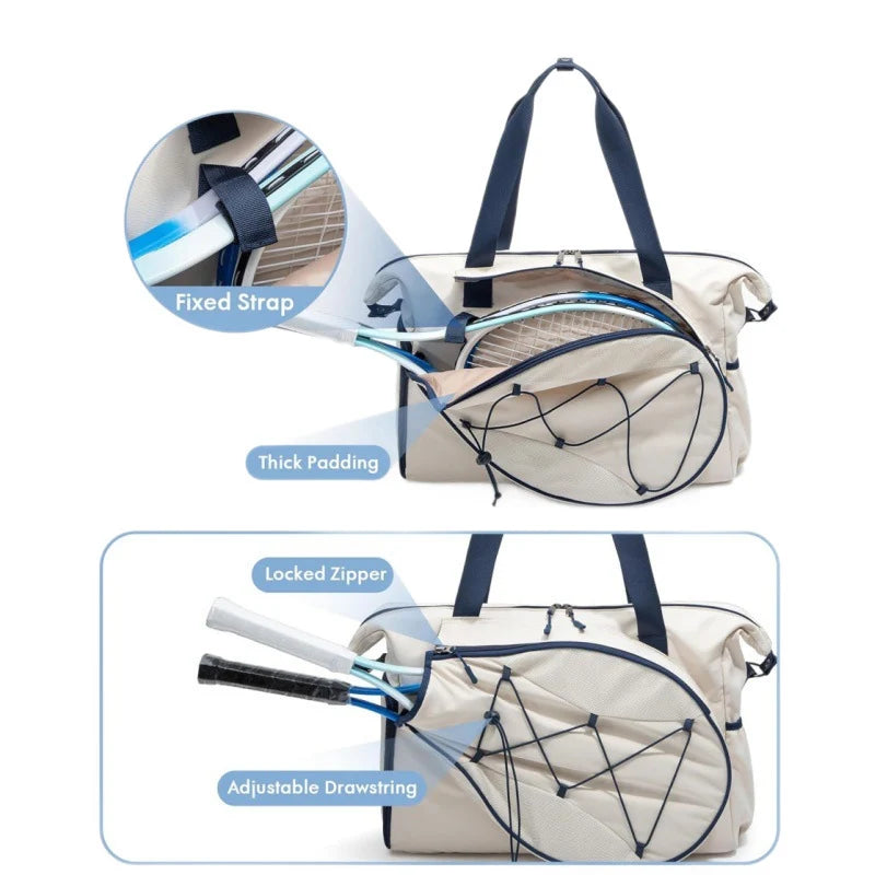 Tennis Gear Bag Weather-Resistant Spacious Compartment Detachable Shoulder Strap