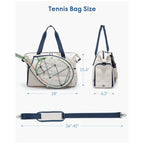 Tennis Gear Bag Weather-Resistant Spacious Compartment Detachable Shoulder Strap