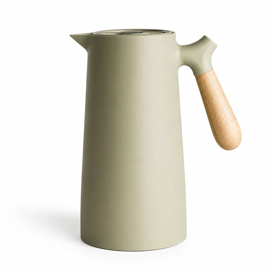Thermal Carafe Stainless Steel Glass-Lined Wooden Handle