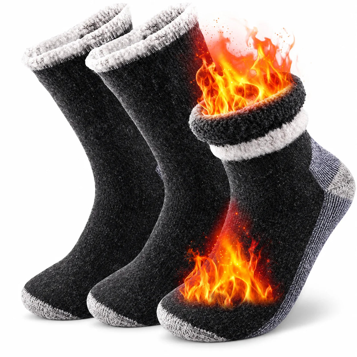 Thermal Socks Merino Wool Terry Lined Set of 3