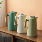 Thermos Flask Double-Walled Stainless Steel Leak-Proof Lid Wooden Handle