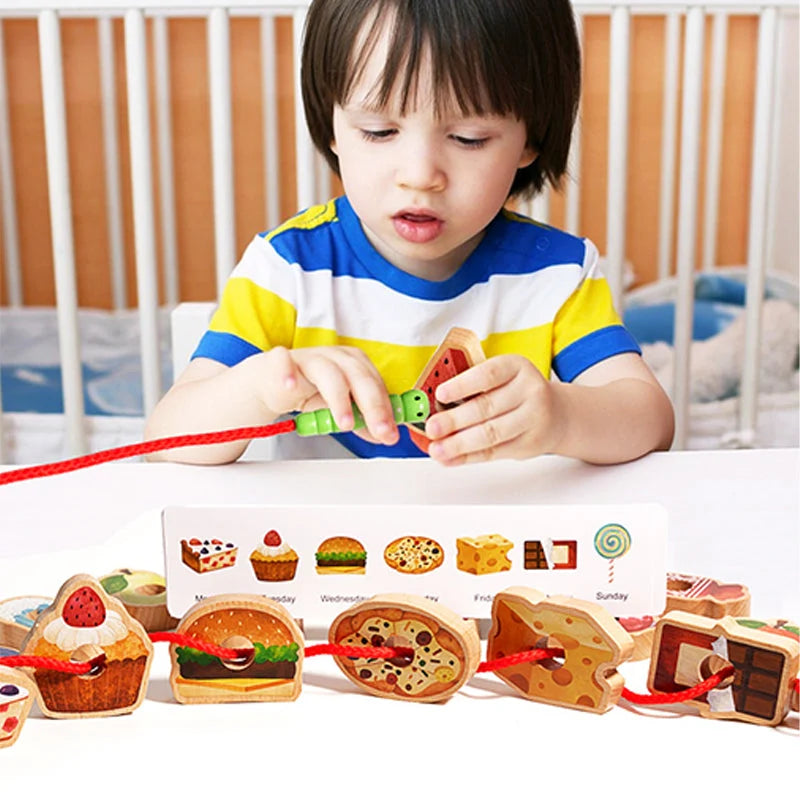 Threading Toy Caterpillar Wooden Large Beads