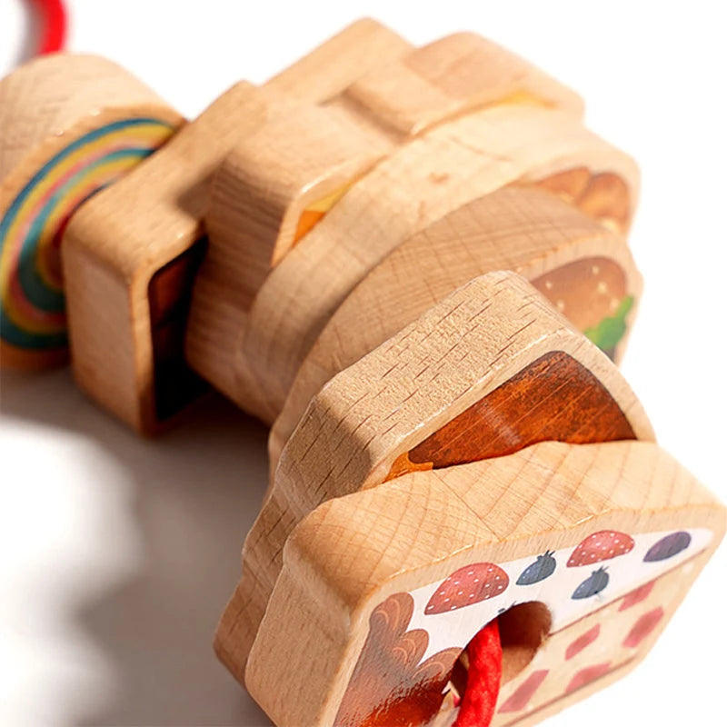 Threading Toy Caterpillar Wooden Large Beads