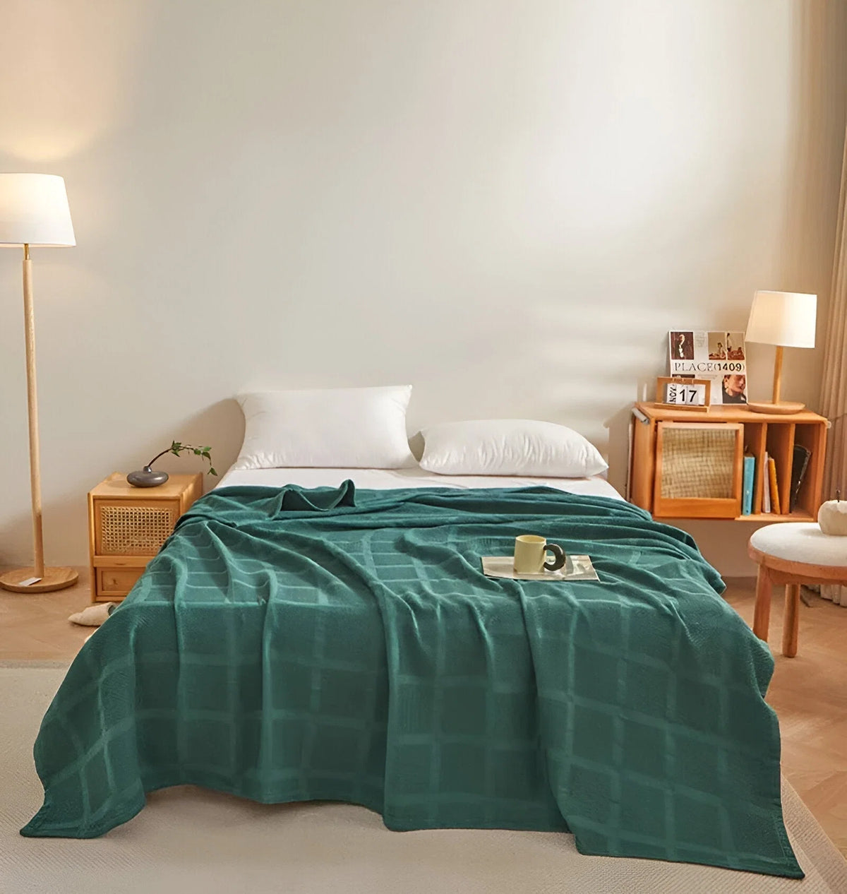 Throw Blanket 100% Cotton Breathable Waffle Weave All-Season