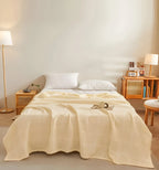 Throw Blanket 100% Cotton Breathable Waffle Weave All-Season