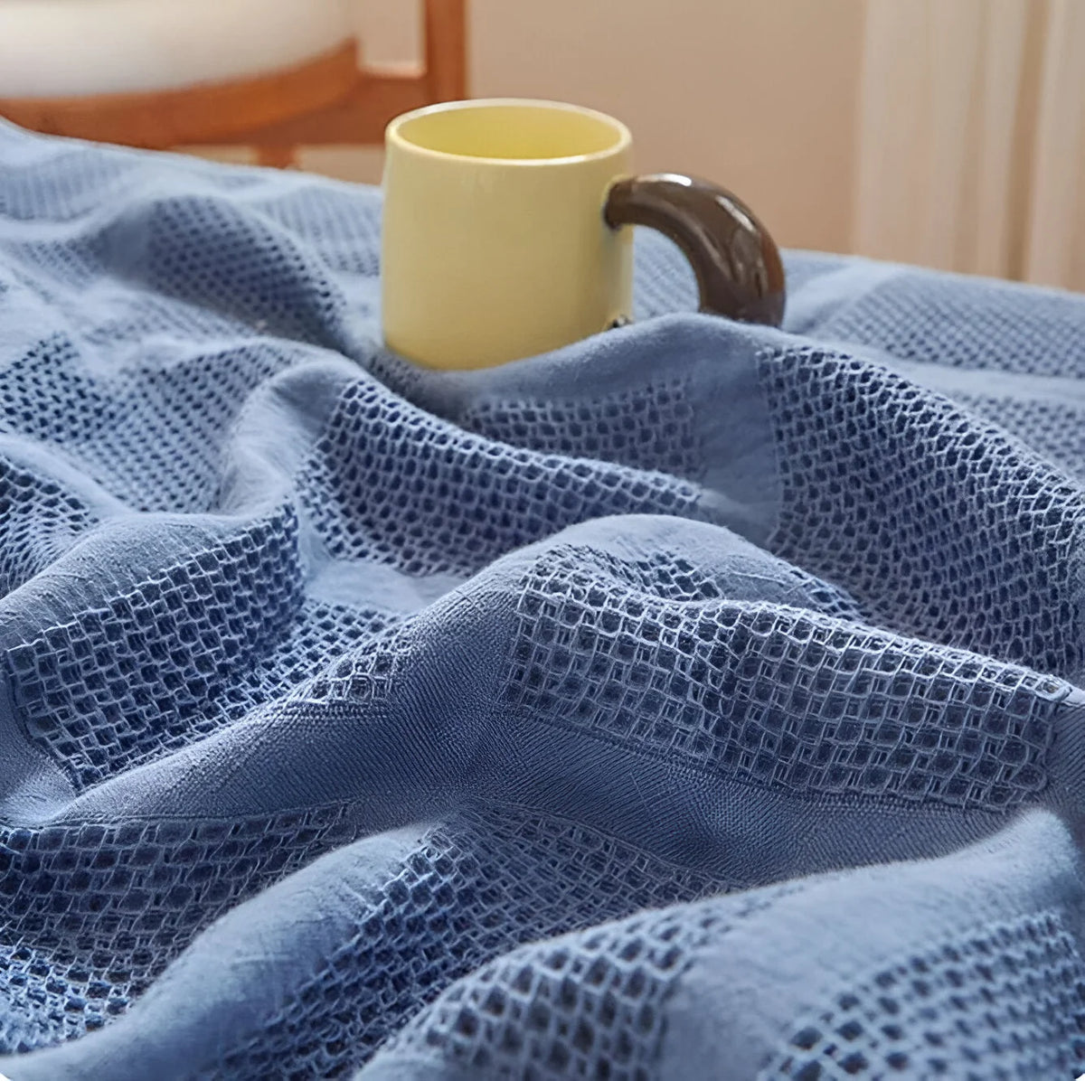 Throw Blanket 100% Cotton Breathable Waffle Weave All-Season