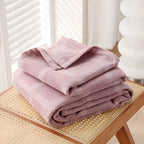 Throw Blanket 100% Cotton Breathable Waffle Weave All-Season