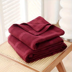 Throw Blanket 100% Cotton Breathable Waffle Weave All-Season
