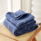 Throw Blanket 100% Cotton Breathable Waffle Weave All-Season