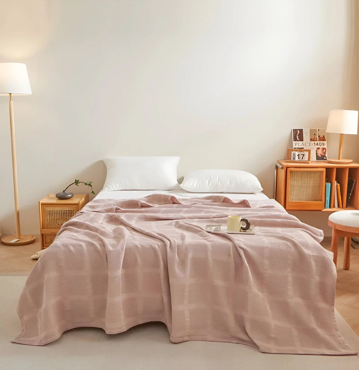 Throw Blanket 100% Cotton Breathable Waffle Weave All-Season
