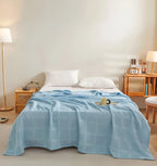 Throw Blanket 100% Cotton Breathable Waffle Weave All-Season
