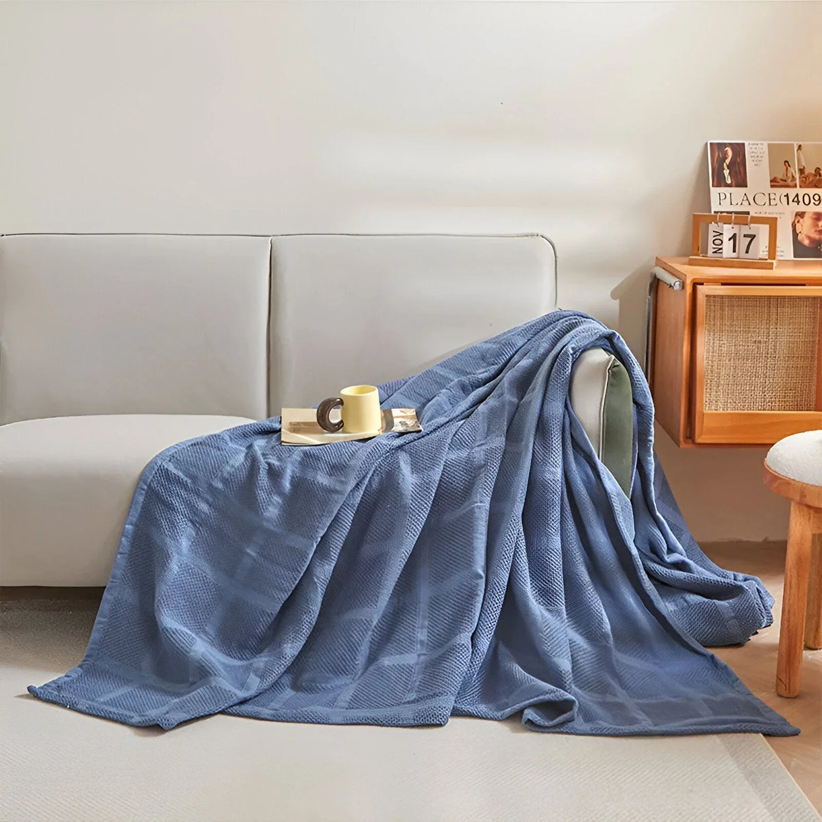 Throw Blanket 100% Cotton Breathable Waffle Weave All-Season