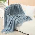 Throw Blanket Acrylic Knit Nordic Style With Fringe