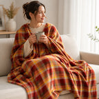 Throw Blanket Checkered Microfiber Thermal Fleece Machine Washable