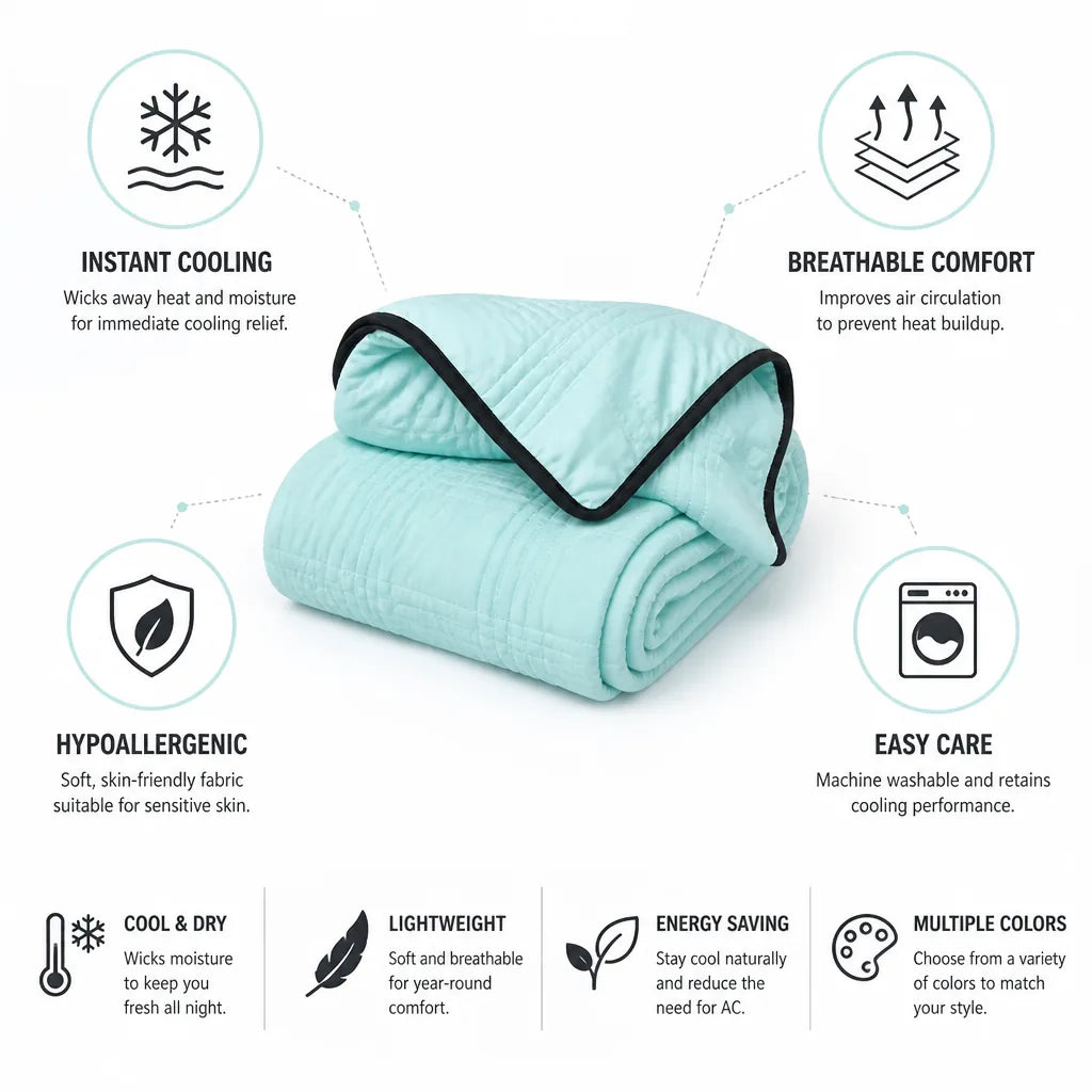 Throw Blanket Cooling Moisture-Wicking Hypoallergenic Polyester