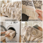 Throw Blanket Cotton Mandala Fringe Machine-Washable