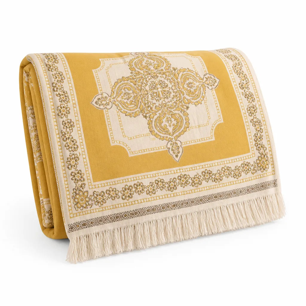 Throw Blanket Cotton Mandala Fringe Machine-Washable