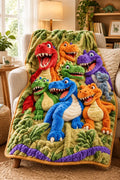 Throw Blanket Dinosaur Print Plush Machine-Washable