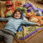 Throw Blanket Dinosaur Print Plush Machine-Washable