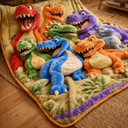 Throw Blanket Dinosaur Print Plush Machine-Washable