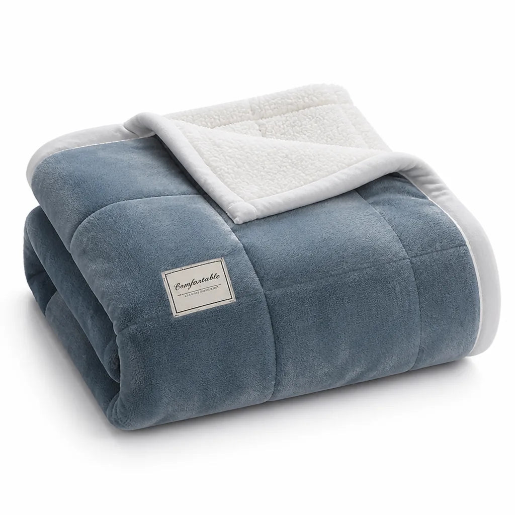 Throw Blanket Flannel Top & Lambswool Backing Machine Washable