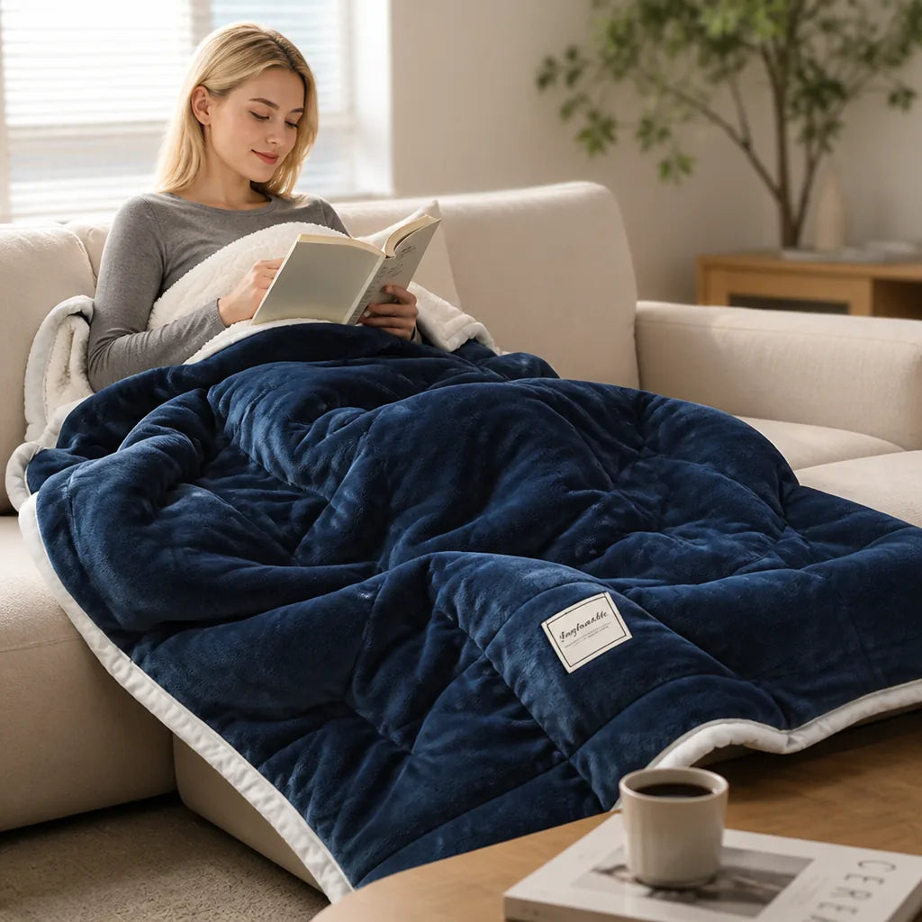 Throw Blanket Flannel Top & Lambswool Backing Machine Washable