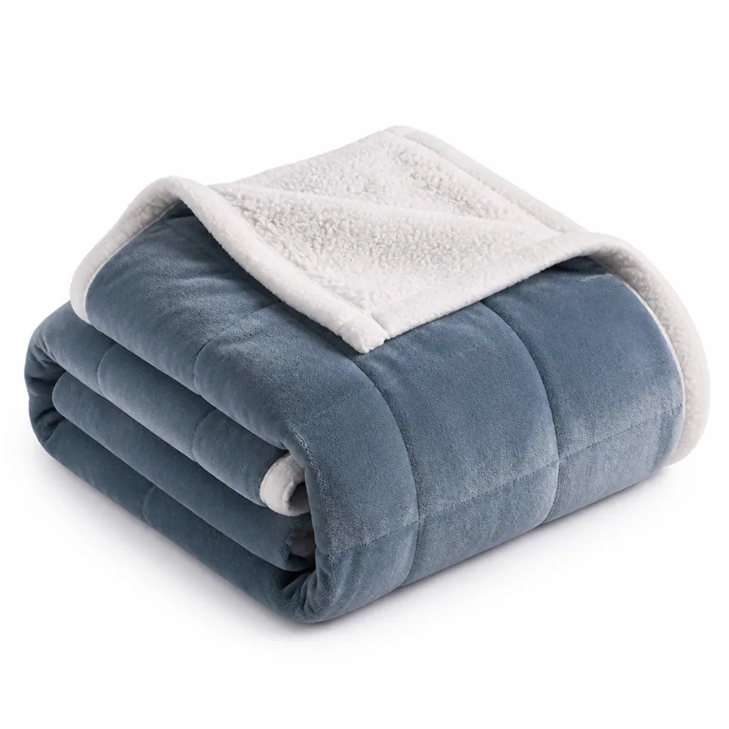 Throw Blanket Flannel Top & Lambswool Backing Machine Washable