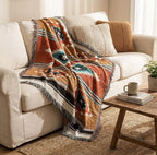 Throw Blanket Geometric Jacquard Reversible Machine Washable