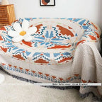 Throw Blanket Geometric Jacquard Reversible Machine Washable