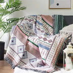 Throw Blanket Geometric Jacquard Reversible Machine Washable