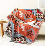 Throw Blanket Geometric Jacquard Reversible Machine Washable
