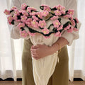 Throw Blanket Handcrafted Crocheted Flower Appliques Double-Knit