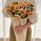 Throw Blanket Handcrafted Crocheted Flower Appliques Double-Knit
