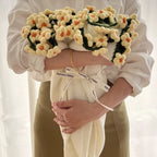 Throw Blanket Handcrafted Crocheted Flower Appliques Double-Knit