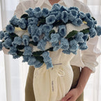 Throw Blanket Handcrafted Crocheted Flower Appliques Double-Knit