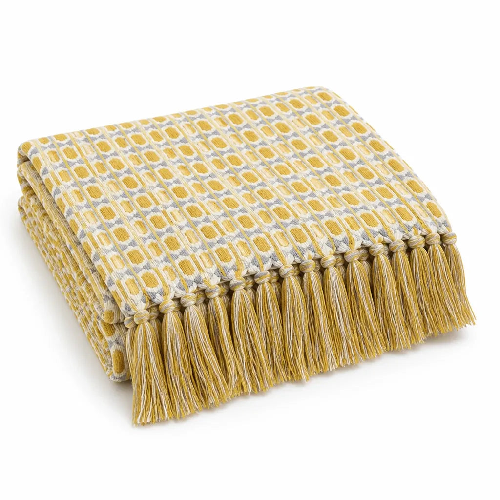 Throw Blanket Knitted Cotton Tassels