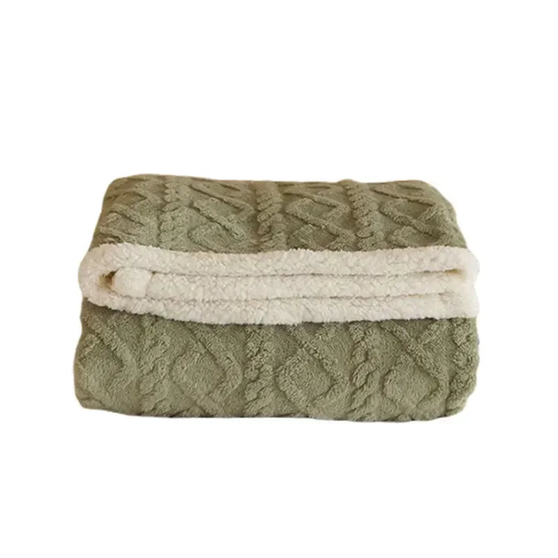 Throw Blanket Lambswool Reversible Machine Washable & Water-Repellent