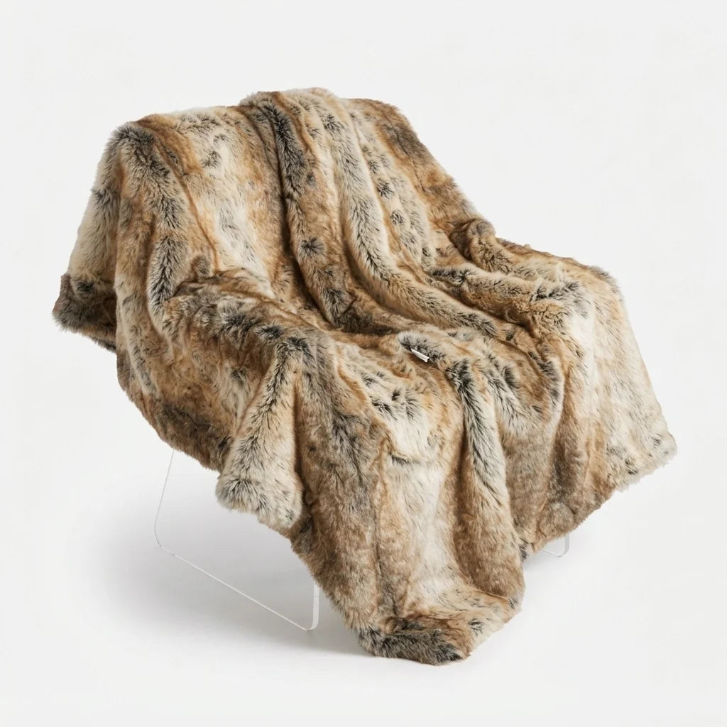 Throw Blanket Luxurious Faux Fur Polyester Backing