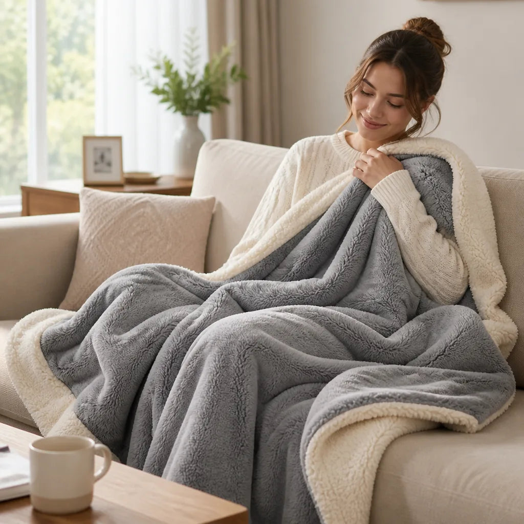 Throw Blanket Plush Flannel Fleece Machine Washable