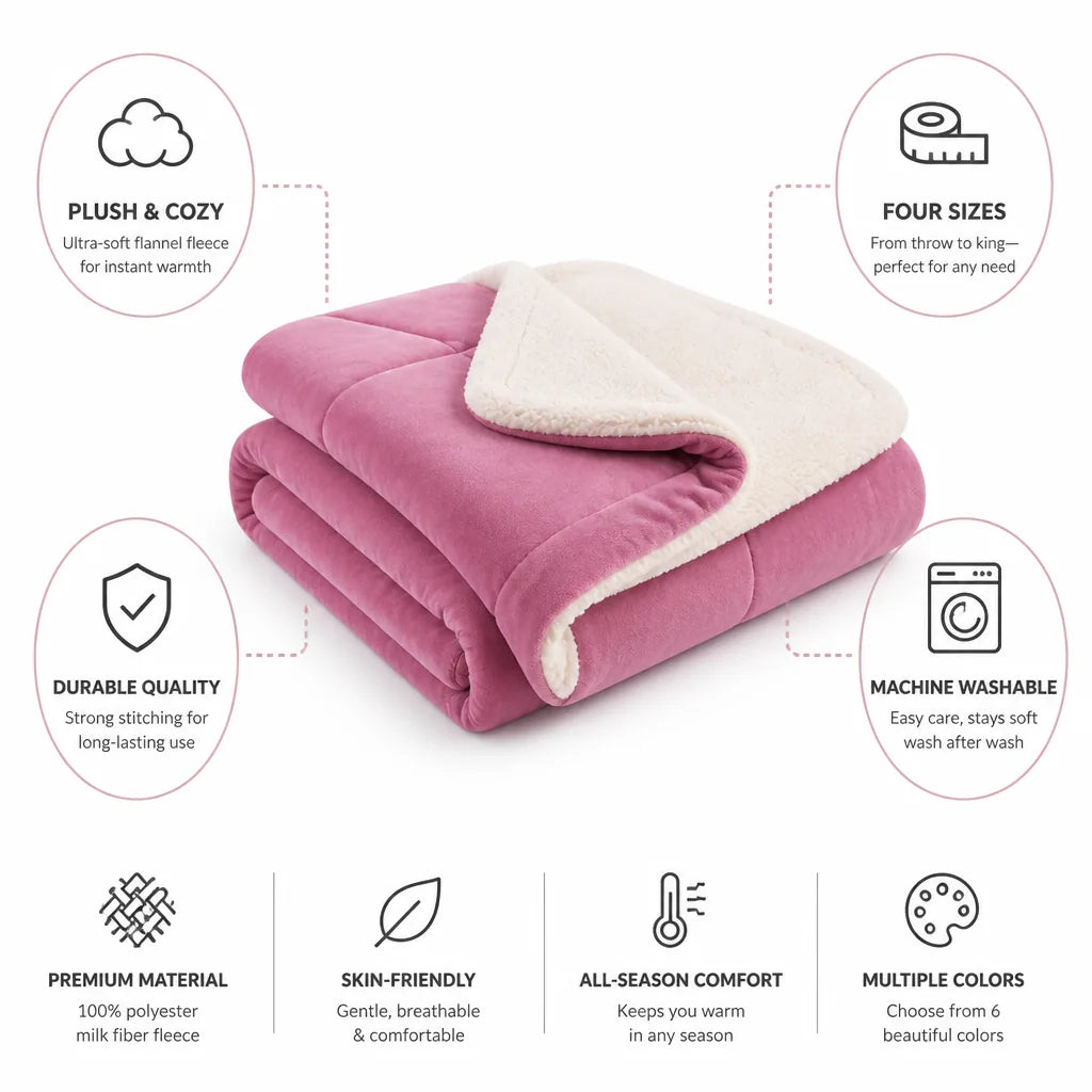 Throw Blanket Plush Flannel Fleece Machine Washable