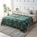 Throw Blanket Reversible 100% Cotton Four-Layer
