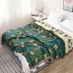 Throw Blanket Reversible 100% Cotton Four-Layer