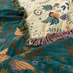 Throw Blanket Reversible 100% Cotton Four-Layer